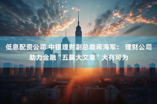 低息配资公司 中银理财副总裁蒋海军： 理财公司助力金融“五篇大文章”大有可为